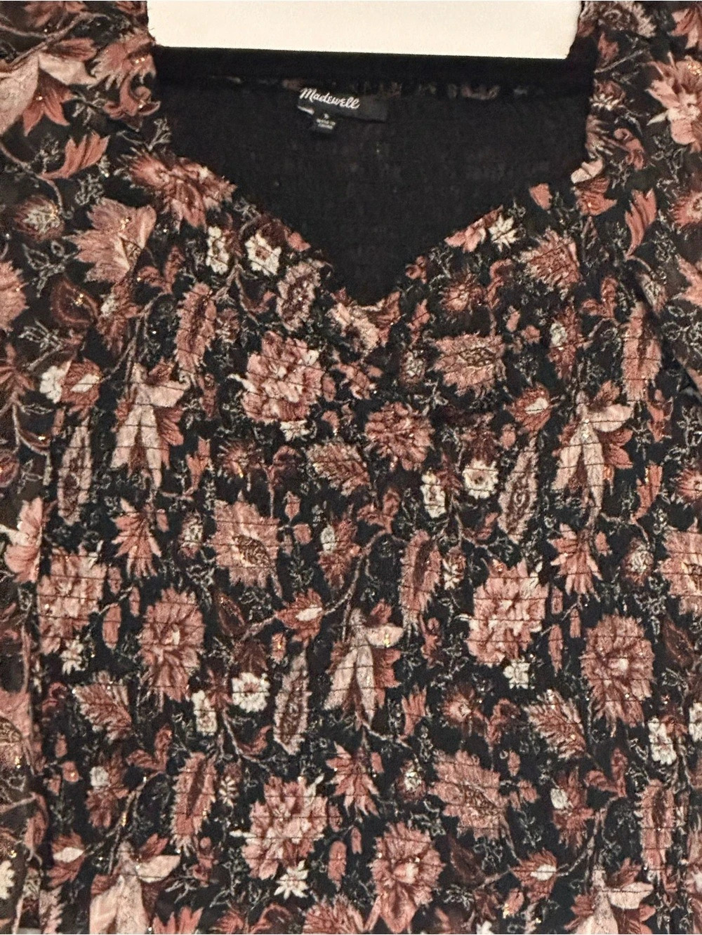 Madewell Floral Smocked Long Sleeve Blouse Size Small - Picture 5 of 11